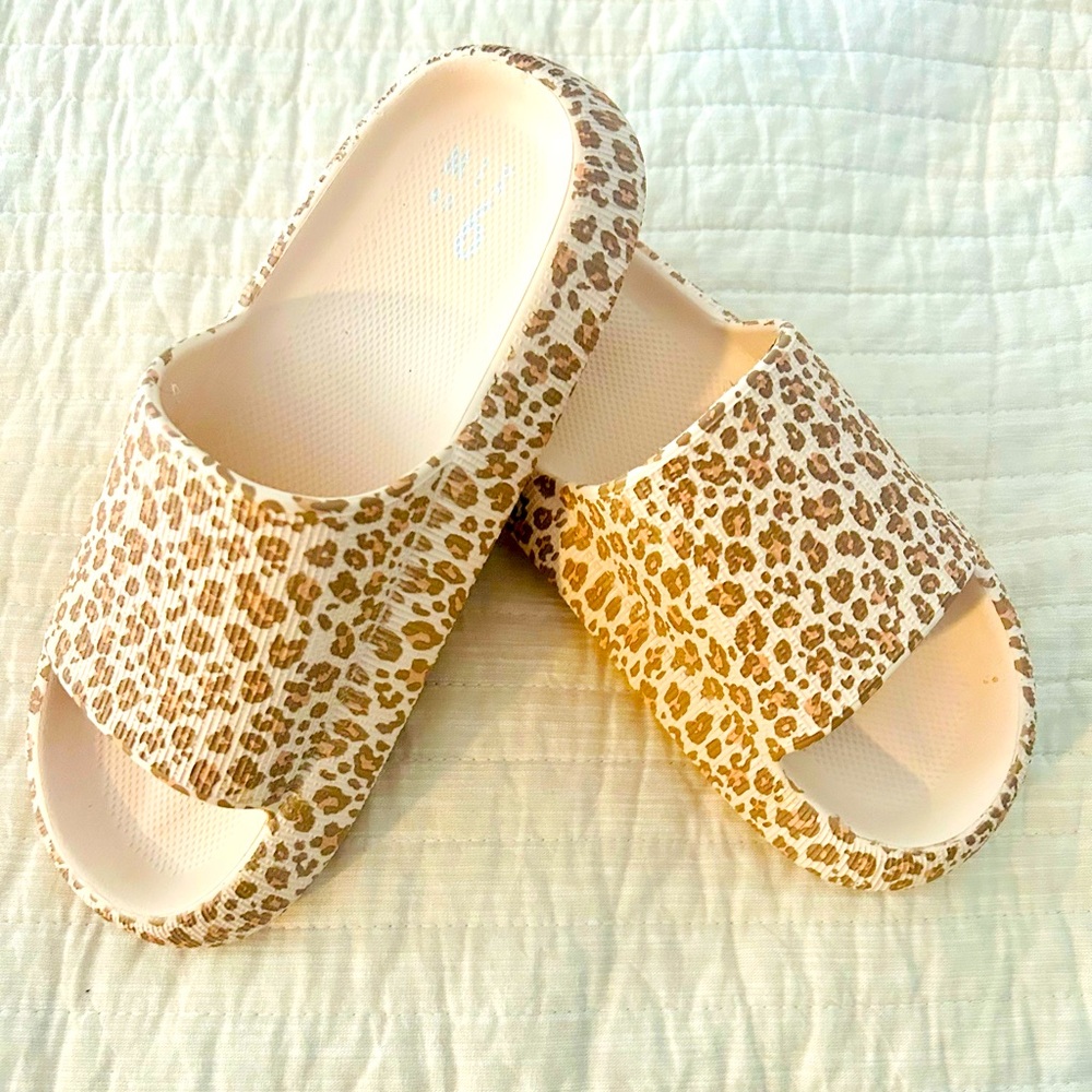 Leopard Print Slide Sandals